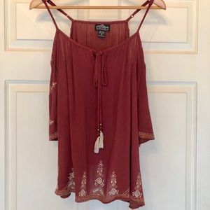 Rust color cold shoulder top